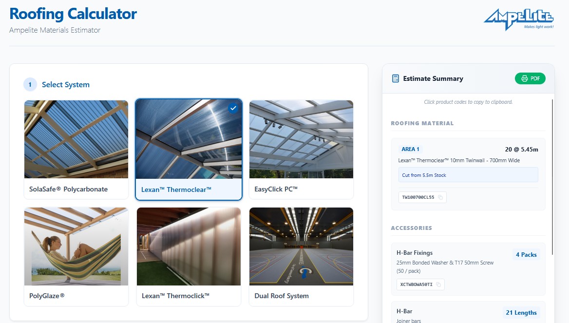 Ampelite Material Calculator