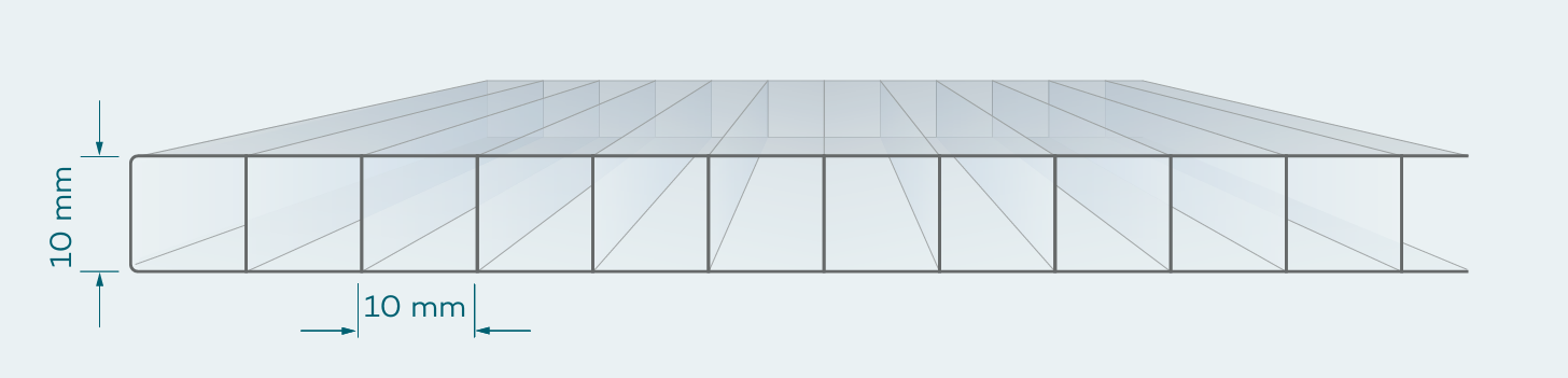 10 mm twinwall polycarbonate section profile