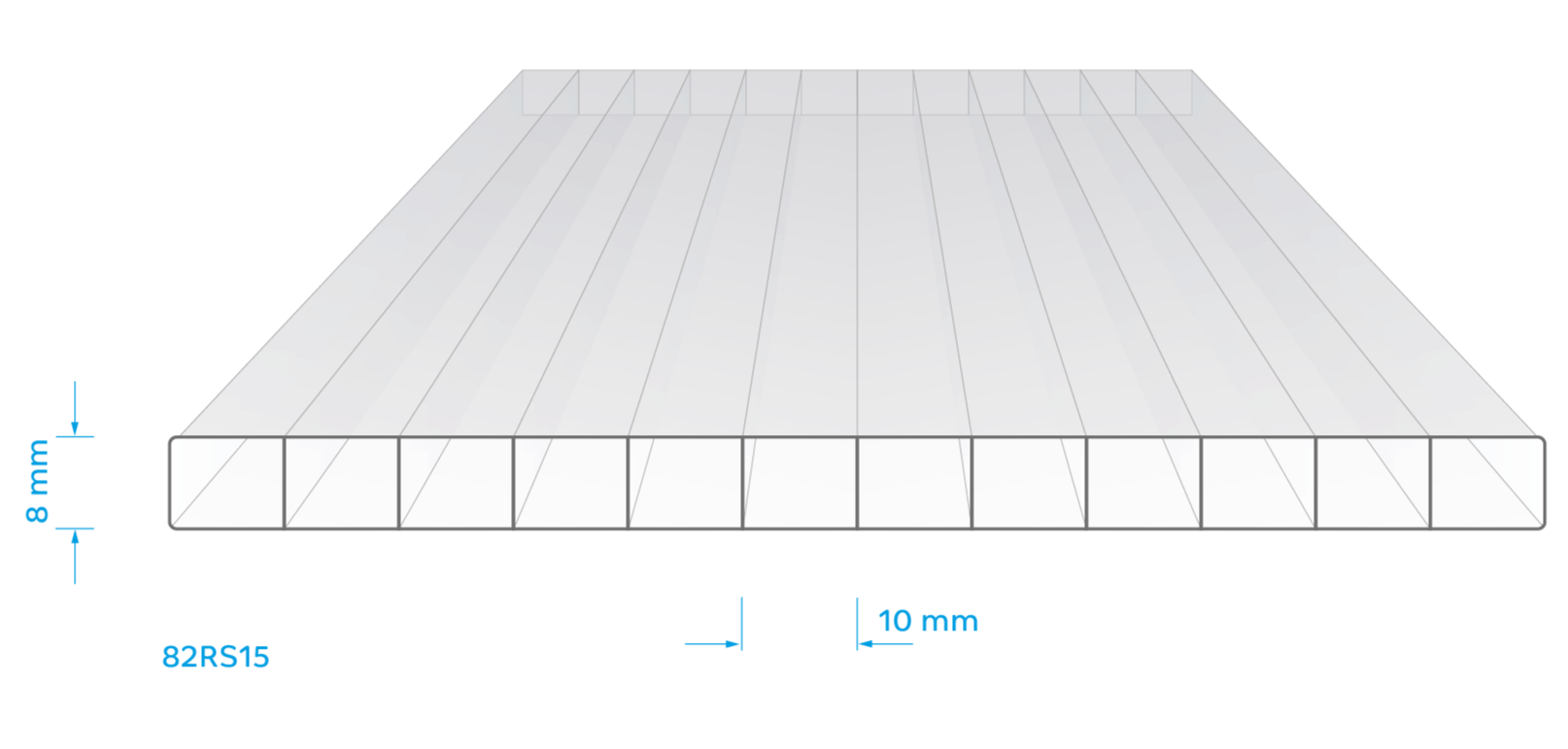8 mm twinwall polycarbonate section profile
