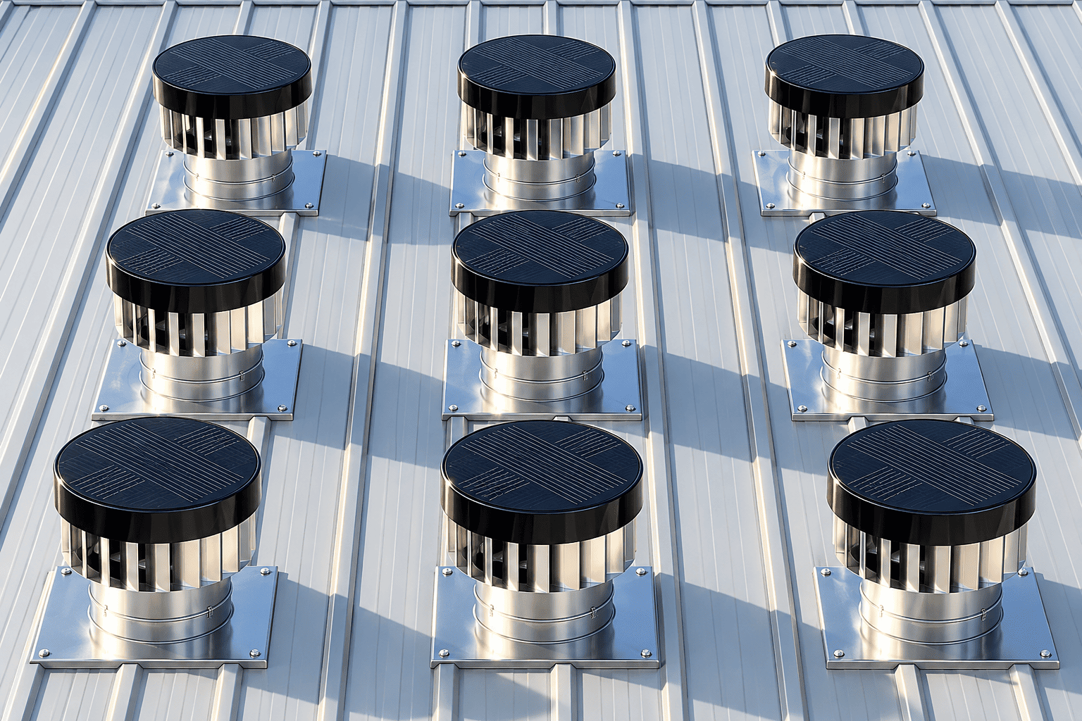 Illustrative roof layout with nine iSwirl 450 ventilators